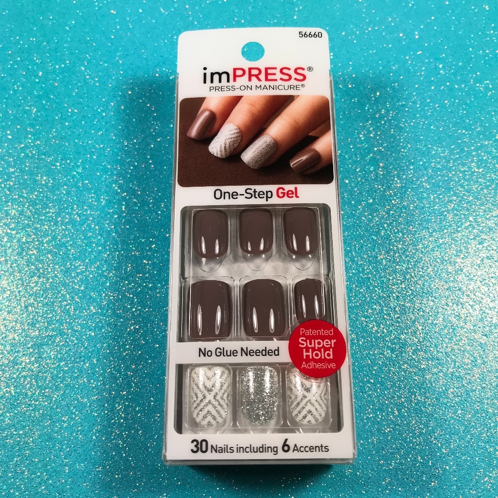 Kiss Nails Impress Press On Manicure Mauve Brown